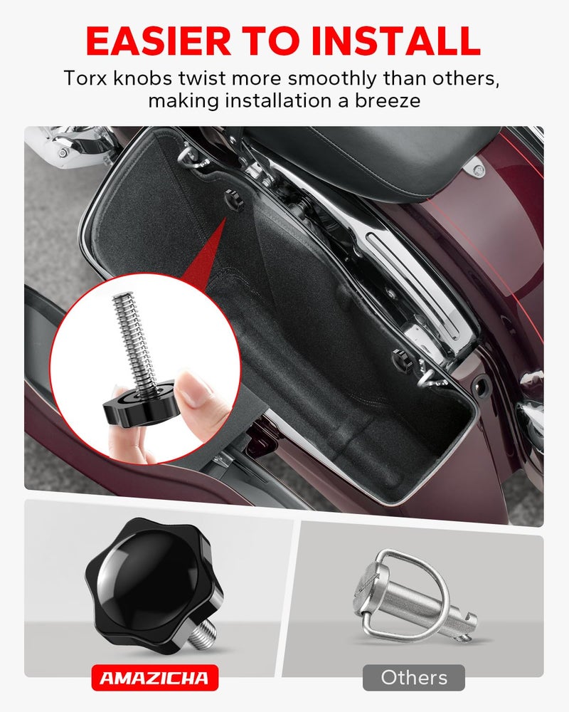 Amazicha Saddlebag Locks Theft Deterrent Saddle Bag Mounting Screw Bolt Black Fit for Harley Davidson Touring Street Glide,Electra Glide, Road Glide, Road King 1988-2024 - Image 3